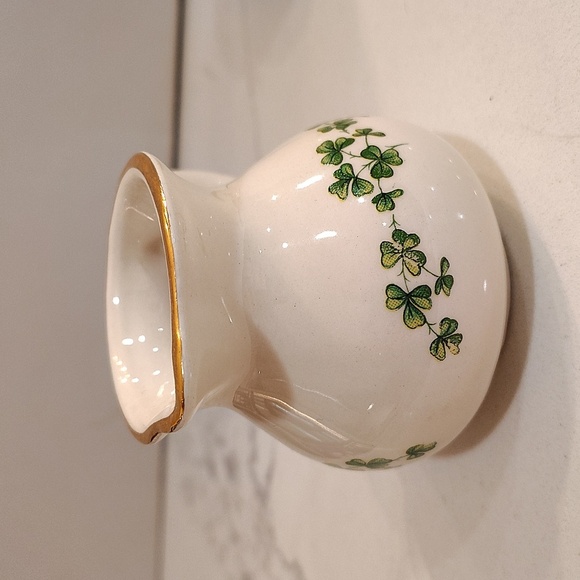 Carrigcraft County Cork Ireland creamer sugar clover print white green gold rim - Picture 7 of 13
